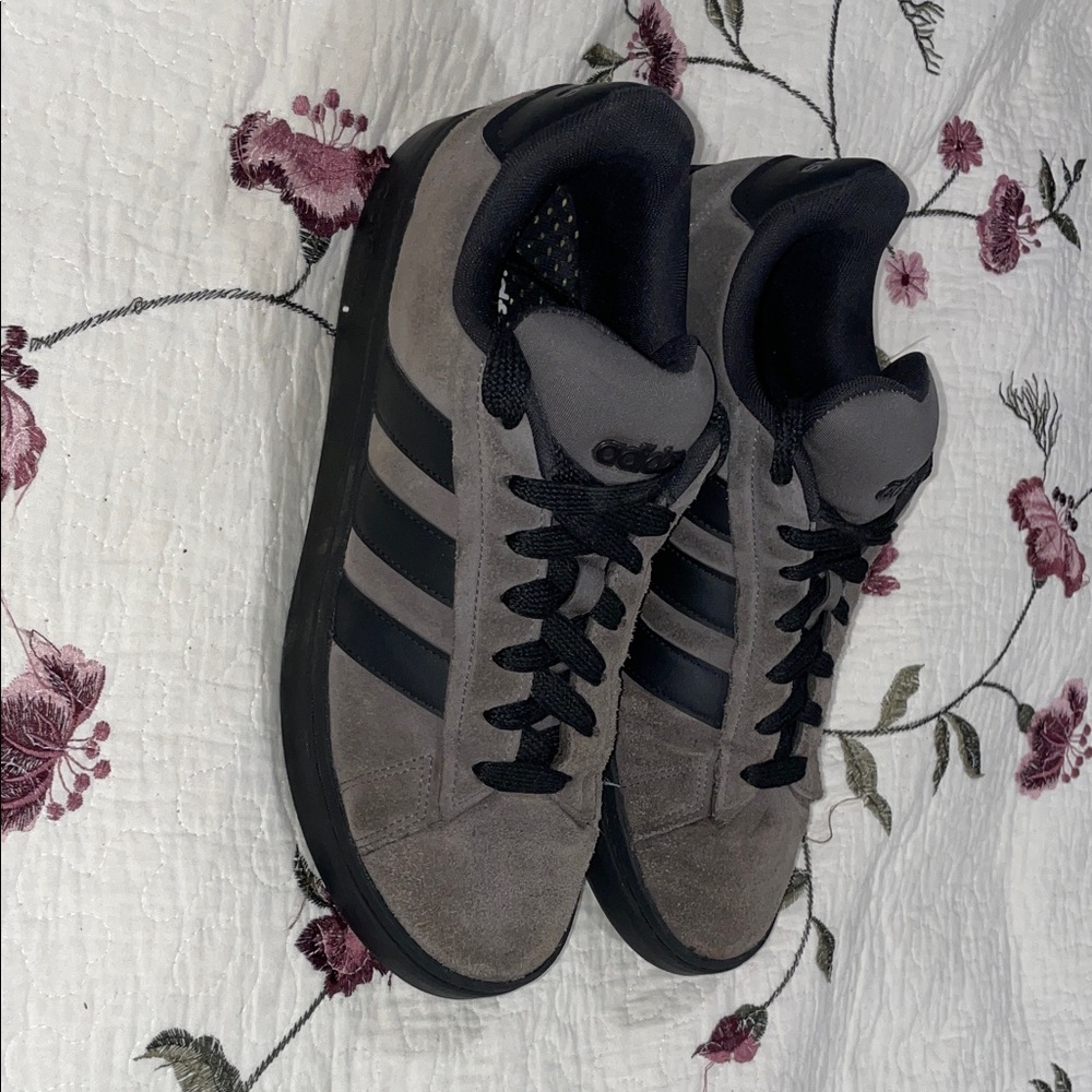 adidas Men’s Gray and Black Suede Sneakers